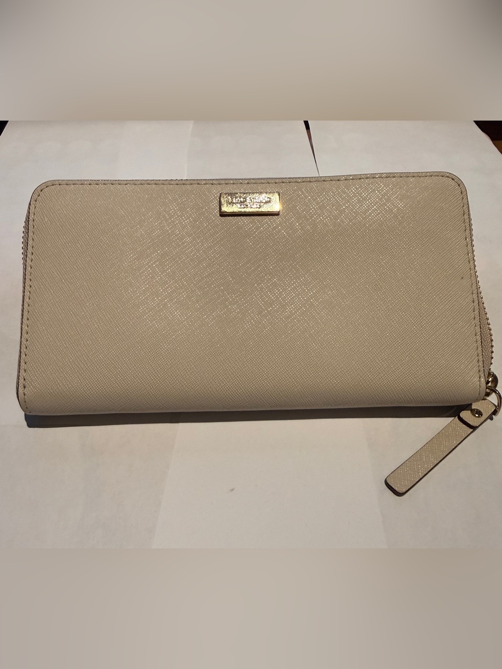 Kate Spade Saffiano Leather Zip-Around Continental Wallet - Beige